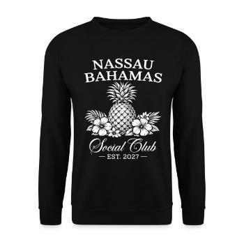 Nassau Bahamas Social Club Est 2027 - Unisex Pullover - Schwarz - Vorne - Alina (178cm) & Michal (187cm)