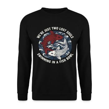 Koi Fisch Japan Tattoo Spruch - Unisex Pullover - Schwarz - Vorne - Alina (178cm) & Michal (187cm)