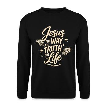 Verset biblique de Jésus, La voie de la vérité, la vie - Sweat-shirt Unisexe - noir - Devant - Alina (178cm) & Michal (187cm)