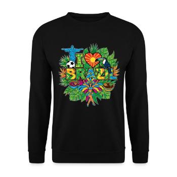I Love Brazil Urlaub - Unisex Pullover - Schwarz - Vorne - Alina (178cm) & Michal (187cm)