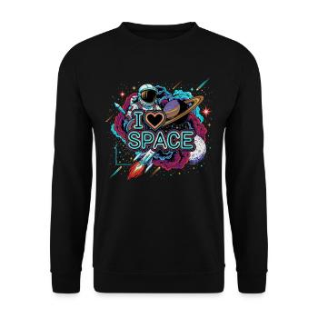 I Love Space Astronaut - Unisex Sweatshirt - black - Front - Alina (178cm) & Michal (187cm)