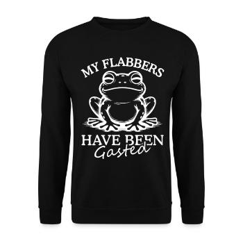 Meine Flobbers wurden lustiger Froschhumor gelesen - Unisex Pullover - Schwarz - Vorne - Alina (178cm) & Michal (187cm)