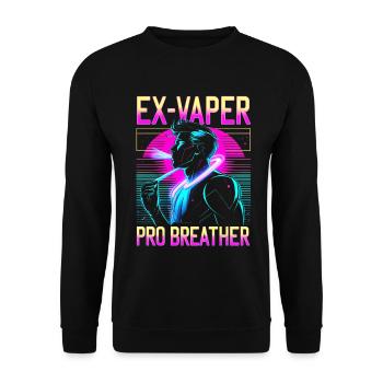 Non-fumeur, ex-fumeur, ex-vapoteur. - Sweat-shirt Unisexe - noir - Devant - Alina (178cm) & Michal (187cm)