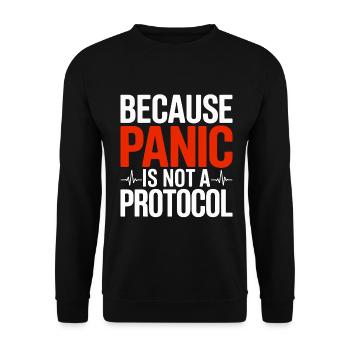 Paramedic Because Panic Is Not Prehospital Care - Unisex Sweatshirt - black - Front - Alina (178cm) & Michal (187cm)