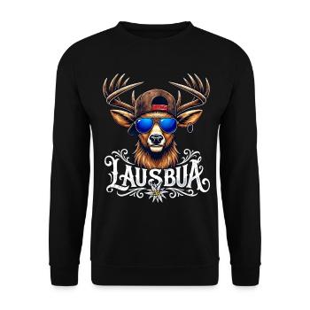 Kinder Trachtenshirt Herren Lausbua T-Shirt Tracht - Unisex Pullover - Schwarz - Vorne - Alina (178cm) & Michal (187cm)