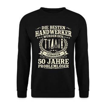 Bester Handwerker 1976 Jahrgang – 50. Geburtstag - Unisex Pullover - Schwarz - Vorne - Alina (178cm) & Michal (187cm)
