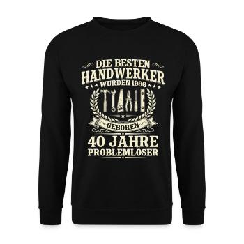 Bester Handwerker 1986 Jahrgang – 40. Geburtstag - Unisex Pullover - Schwarz - Vorne - Alina (178cm) & Michal (187cm)