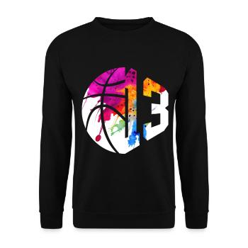 NON. 13 NUMÉRO 13 BASKET 13E ANNIVERSAIRE - Sweat-shirt Unisexe - noir - Devant - Alina (178cm) & Michal (187cm)