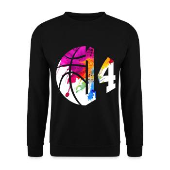 NON. 14 NUMÉRO 14 BASKETBALL 14E ANNIVERSAIRE - Sweat-shirt Unisexe - noir - Devant - Alina (178cm) & Michal (187cm)