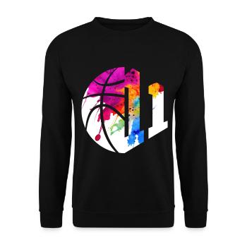 NON. 11 NUMÉRO 11 BASKETBALL 11E ANNIVERSAIRE - Sweat-shirt Unisexe - noir - Devant - Alina (178cm) & Michal (187cm)