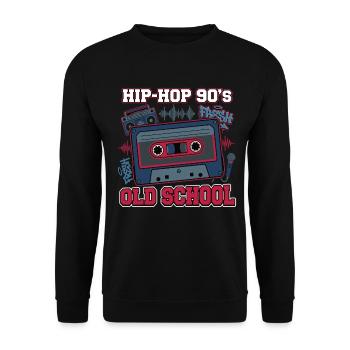 Hip Hop 90s Oldschool Cassette Retro - Unisex Sweatshirt - black - Front - Alina (178cm) & Michal (187cm)