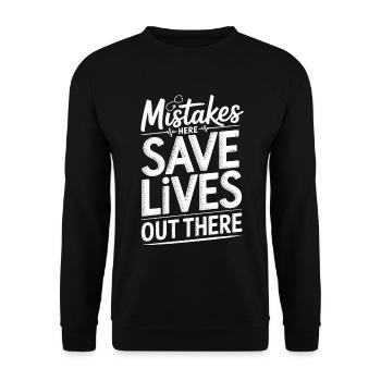 Erreurs de paramédic ici Sauvent des vies Soins d’urgence - Sweat-shirt Unisexe - noir - Devant - Alina (178cm) & Michal (187cm)