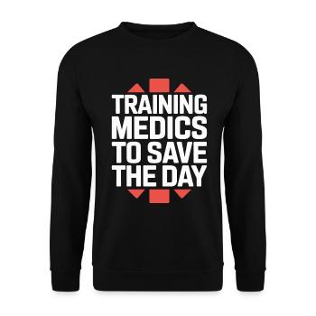 Paramedic Training Medics To Save EMS Educator - Unisex Sweatshirt - black - Front - Alina (178cm) & Michal (187cm)