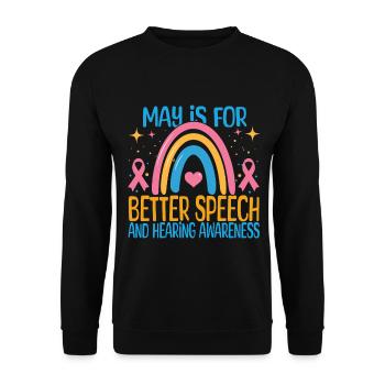 Mai est pour une meilleure prise de conscience de la parole et de l’audition - Sweat-shirt Unisexe - noir - Devant - Alina (178cm) & Michal (187cm)