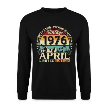 50th Birthday Gift Husband Original April 1976 - Unisex Sweatshirt - black - Front - Alina (178cm) & Michal (187cm)