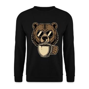 Bearly Awake Coffee Bear - Unisex Sweatshirt - black - Front - Alina (178cm) & Michal (187cm)