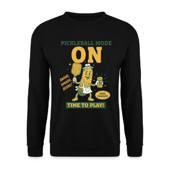 Pickleball-Modus auf lustiger Pickleball-Spielerliebe - Unisex Pullover - Schwarz - Vorne - Alina (178cm) & Michal (187cm)