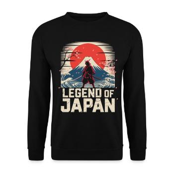 Japan Shirt Samurai Legend of Japan Fuji - Unisex Pullover - Schwarz - Vorne - Alina (178cm) & Michal (187cm)