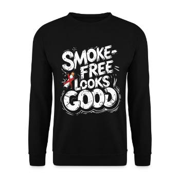 Non Smoking Ex Smoker Smoke Free Looks Good - Unisex Sweatshirt - black - Front - Alina (178cm) & Michal (187cm)