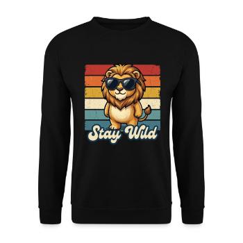 Löwe Stay Wild Kinder Shirt Lustig Geschenk - Unisex Pullover - Schwarz - Vorne - Alina (178cm) & Michal (187cm)