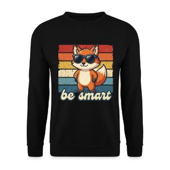 Funny Fox Be Smart Shirt Gift Idea - Unisex Sweatshirt - black - Front - Alina (178cm) & Michal (187cm)