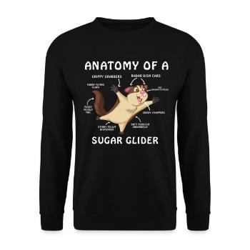 Sugar Glider Anatomie-Shirt - Unisex Pullover - Schwarz - Vorne - Alina (178cm) & Michal (187cm)