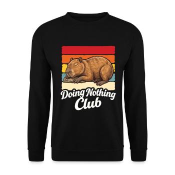 Cadeau drôle de la chemise du club Capybara Doing Nothing - Sweat-shirt Unisexe - noir - Devant - Alina (178cm) & Michal (187cm)