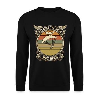 Fallschirmspringer Spruch Paragliding Retro - Unisex Pullover - Schwarz - Vorne - Alina (178cm) & Michal (187cm)