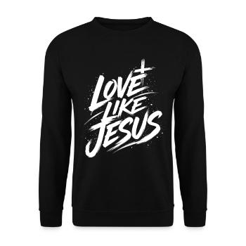 T-shirt Jésus : Amour comme Jésus Cadeau chrétien - Sweat-shirt Unisexe - noir - Devant - Alina (178cm) & Michal (187cm)