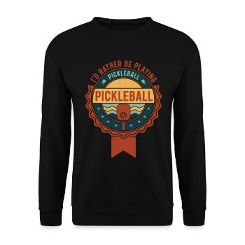 Pickleball würde lieber lustige Spielerliebe spielen - Unisex Pullover - Schwarz - Vorne - Alina (178cm) & Michal (187cm)
