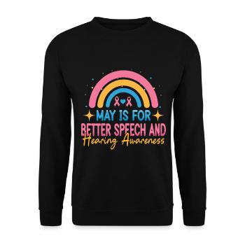 SLP May est pour une meilleure prise de conscience de la parole et de l’audition - Sweat-shirt Unisexe - noir - Devant - Alina (178cm) & Michal (187cm)