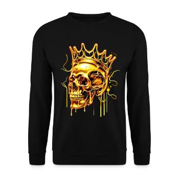 Golden Melting Skull Crown - Unisex Sweatshirt - black - Front - Alina (178cm) & Michal (187cm)