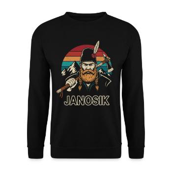 Janosik Polish Highland Legend Retro - Unisex Sweatshirt - black - Front - Alina (178cm) & Michal (187cm)