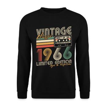 Vintage, 1966, Vintage Retro, Cadeau d’anniversaire - Sweat-shirt Unisexe - noir - Devant - Alina (178cm) & Michal (187cm)