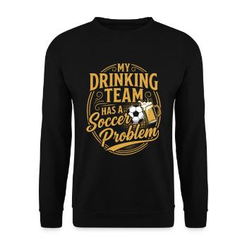 Fußball Bier Shirt Lustig Geschenk Soccer Fan - Unisex Pullover - Schwarz - Vorne - Alina (178cm) & Michal (187cm)