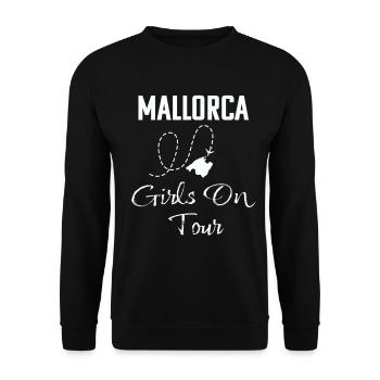 Mallorca, Girls on Tour  - Unisex Pullover - Schwarz - Vorne - Alina (178cm) & Michal (187cm)