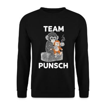 Team Punch Monkey Christmas - Unisex Sweatshirt - black - Front - Alina (178cm) & Michal (187cm)