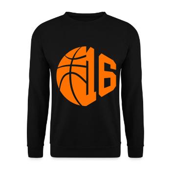NUMMER 16 BASKETBALL 16. GEBURTSTAG - Unisex Pullover - Schwarz - Vorne - Alina (178cm) & Michal (187cm)