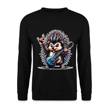 E Gitarre Igel Gitarrist Rock N Roll - Unisex Pullover - Schwarz - Vorne - Alina (178cm) & Michal (187cm)