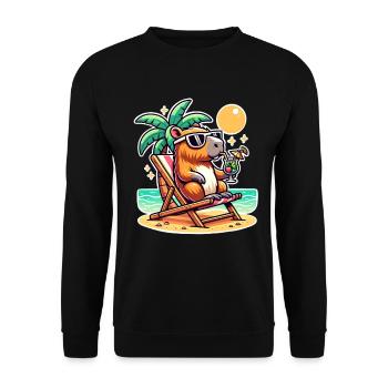 Capybara Holidays - Unisex Sweatshirt - black - Front - Alina (178cm) & Michal (187cm)