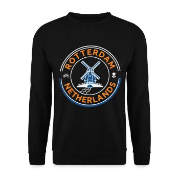Rotterdam Netherlands Windmühle - Unisex Pullover - Schwarz - Vorne - Alina (178cm) & Michal (187cm)