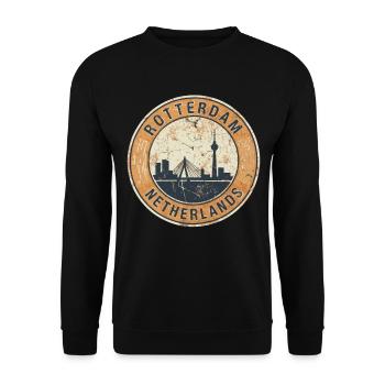 Rotterdam Néerlandais Skyline Vintage - Sweat-shirt Unisexe - noir - Devant - Alina (178cm) & Michal (187cm)