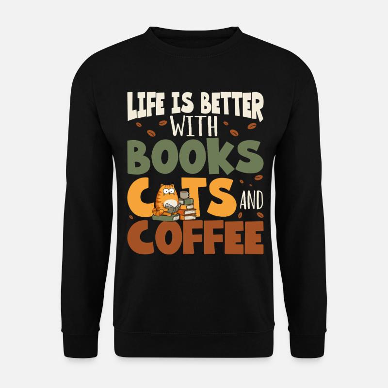 Lecture des livres Chats - Sweat-shirt Unisexe - noir