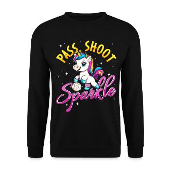 Passe Tir Sparkle Unicorn Football Enfants Filles - Sweat-shirt Unisexe - noir - Devant - Alina (178cm) & Michal (187cm)