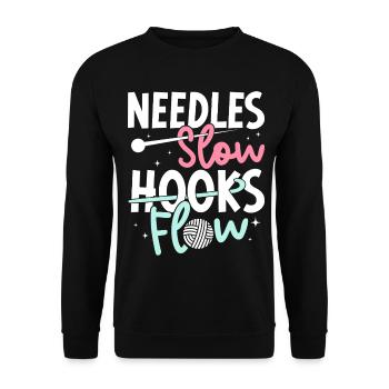 Crochet Hooks Flow Crocheter - Unisex Sweatshirt - black - Front - Alina (178cm) & Michal (187cm)