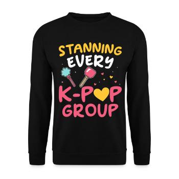 Stanning Every K-pop Group - Unisex Sweatshirt - black - Front - Alina (178cm) & Michal (187cm)