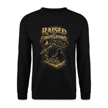 Astronomie Astronom Raised By Constellations - Unisex Pullover - Schwarz - Vorne - Alina (178cm) & Michal (187cm)