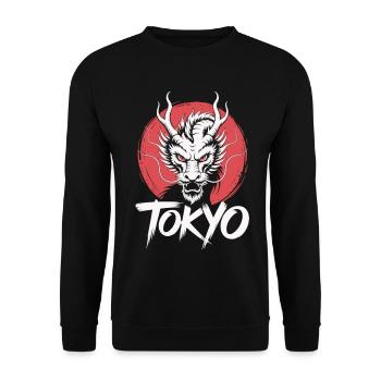 Tokyo Dragon Shirt Japan Samurai Style Streetwear - Unisex Sweatshirt - black - Front - Alina (178cm) & Michal (187cm)
