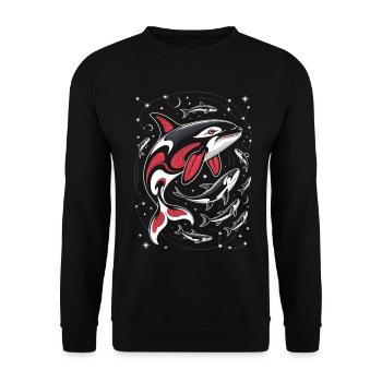 Chemise de baleine Orca Univers Mer - Sweat-shirt Unisexe - noir - Devant - Alina (178cm) & Michal (187cm)