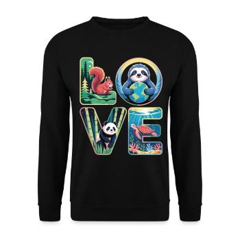 LOVE Nature Animals Panda Sloth Turtle - Unisex Sweatshirt - black - Front - Alina (178cm) & Michal (187cm)